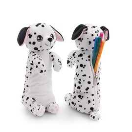 NICI 61329 Dalmatian Dog Pencil Case, 12 x 12 x 25 cm, Fluffy Pencil Case for Girls and Women, School Bag, Office or Cosmetic Case, Soft Plush Pencil Case