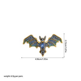 Just Follow Rhinestone Devil Bat Brooch Sparkling Crystal Bat Pin for Men Women Gothic Punk Jewelry for Jackets, Vests, Denim, Bags (Blue)