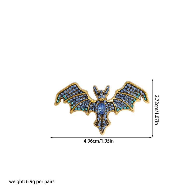 Just Follow Rhinestone Devil Bat Brooch Sparkling Crystal Bat Pin