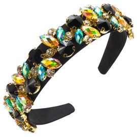 scicent Headband for Washing Face Crystal Embellished Hair Bands for Party Fashion Baroque Glass Rhinestone Hair Bands Vintage Hair Accessories for Girls Diamond Hair Hoops for Women - 27617