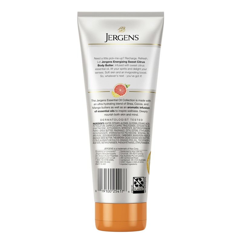 Jergens Sweet Citrus Body Butter, Hand and Body Lotion, Moisturizer