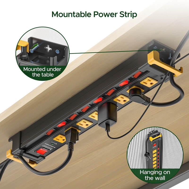 Green Box Innovations 8 Outlet Heavy Duty Long Power Receptacle
