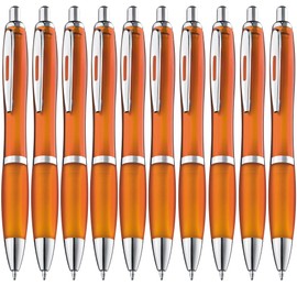ZENSCRIBE® Ergonomic Ballpoint Pen, Pack of 10, Premium Ballpoint Pen Set, High Quality, Non-Slip Ballpoint Pen for Easy and Soft Writing, Blue Writing Ballpoint Pen Orange