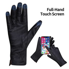 MGGMOKAY Womens Winter Leather Gloves Warm Cashmere Lined Touchscreen Driving Sheepskin Gloves,Black,M