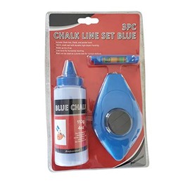 Professional EZ Travel Collection Chalk Line Reel Level and Powder Chalk Set (BLUE CHALK)