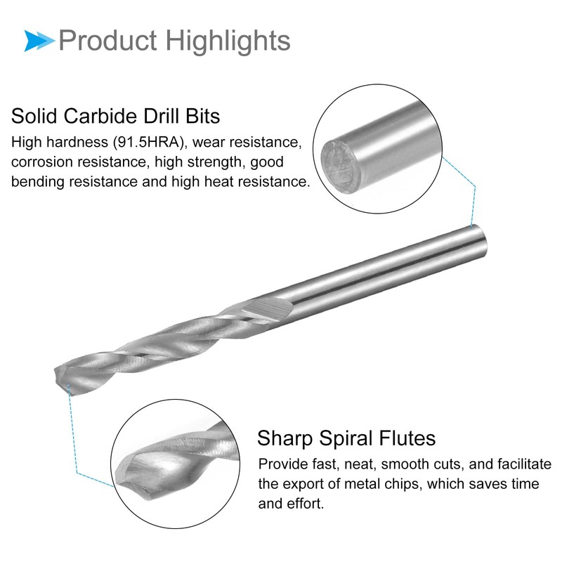 CoCud Solid Carbide Drill Bits 2.75 mm Diameter K35 Tungsten