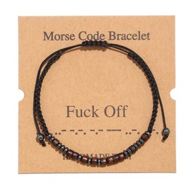 TESTRYE Morse Code Bracelets for Women Men,Morse Code Bracelets with Adjustable String,Inspirational Gifts Bracelets for Women Men Friends, 10 inch, Stone Wood Iron Nylon, metal