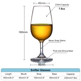 MICHLEY Unbreakable Stemmed Wine Glasses, 100% Tritan Plastic Snifter Glasses, BPA-free & Dishwasher Safe, Small Size 7.8 oz,Set of 4