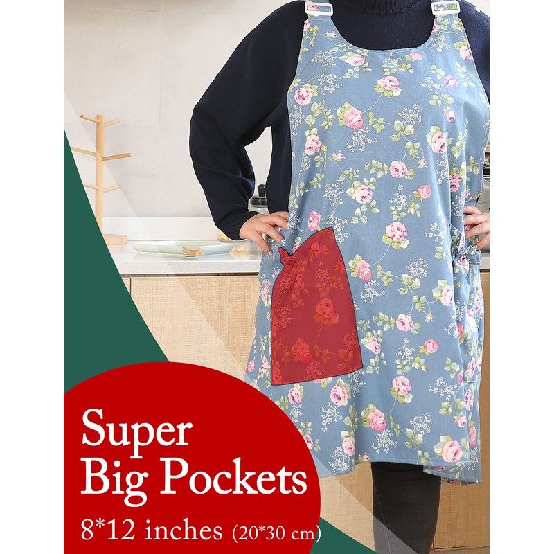 APRONNER Big Plus Size Aprons for Women with Pockets Cotton