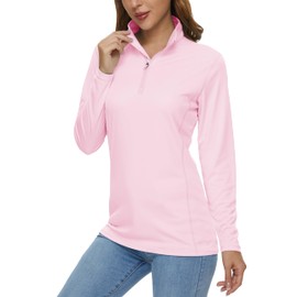 MAGCOMSEN Workout Shirts Women Quick Dry Shirts for Women Long Sleeve Athletic Tunic Tops for Women Running Shirts Summer Shirts Pink