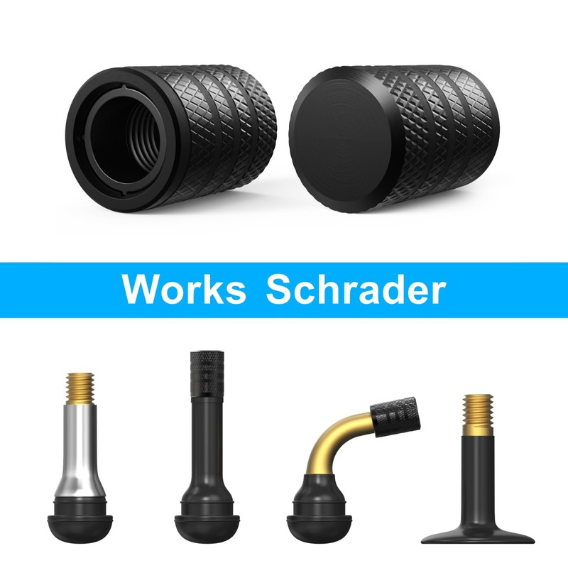 HZJD Tire Valve Stem Caps, Black(4 Pack)