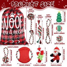 11 Pcs Christmas Dog Toys Dog Christmas Stocking Gifts Squeaky Dog Toys Set Dog Rope Toy for Aggressive Chewers Christmas Stocking Stuffers Puppy Teething Chew Toys for Small Medium Large Dogs Pet