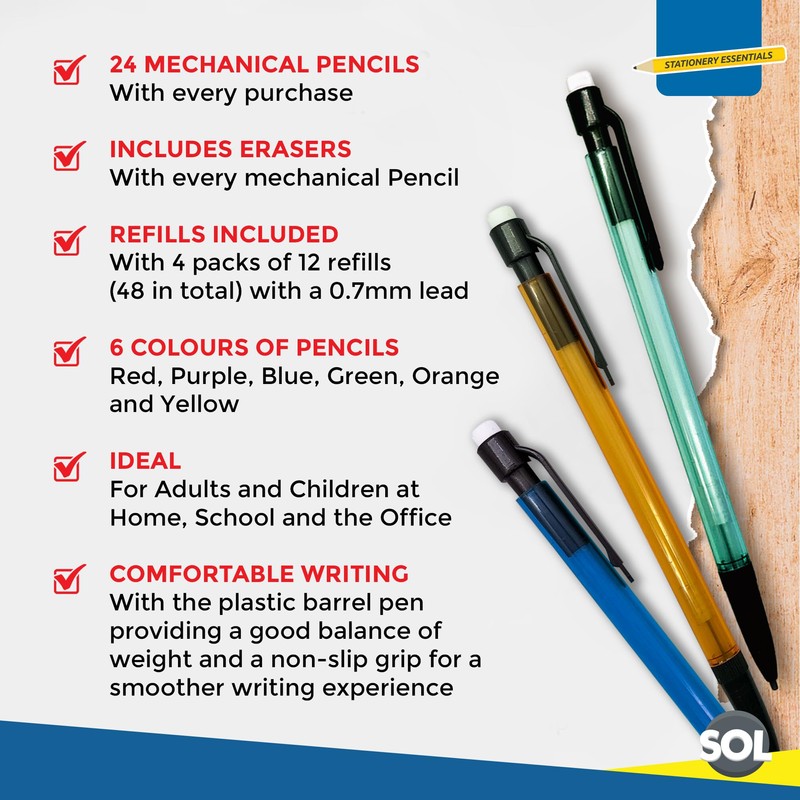 24pk Mechanical Pencil 0.7mm HB | Mechanical Pencils Set With