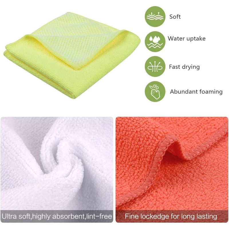 SINLAND 5 Color Assorted Microfiber Dish Cloth Kitchen Cloths Cleaning