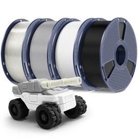 PETG Filament 1.75mm - 4kg(8.8lbs) SUNLU PETG 3D Printer Filament, Reusable Spool Compatible with Bambulab Refill Filament, 1.75mm Dimensional Accuracy +/- 0.02mm, Black+White+Grey+Clear Bundle