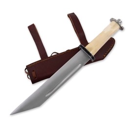 Viking Sax Type Scrama with Bone Handle Including Leather Sheath