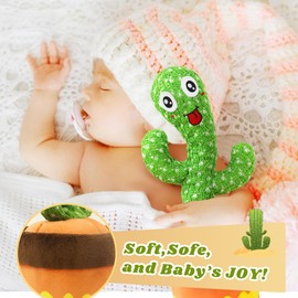 YMLTP Talking and Dancing Cactus Toy, Mimics Sounds, Plays English Nursery Songs, USB Rechargeable, Soft Plush, LED Lights, Interactive Baby Gift for Boys and Girls