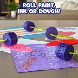 READY 2 LEARN Paint & Dough Explorers - 4 Patterns - Playdough Accessories - Easy-Grip Art Supplies - Paint Stamps for Kids - Clay Tools for Kids