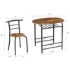 VECELO 3-Piece Dining Table Set for Kitchen Breakfast Nook, Wood