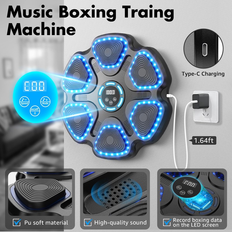 Music Boxing Machine for Kids Adults, Smart Interactive Music Punching