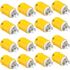 Sherr 16 Pcs Extension Cord Ends 15A 125V 2 Pole 3 Wire Heavy Duty Replacement Male Plug Female Connector Set 5-15P 5-15R Straight Blade Plug Grounding Type/ETL Listed (Male)