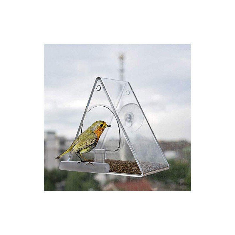 TopHomer Window Bird Feeder, Clear Acrylic Birdfeeders Windowsill Strong Suction