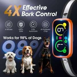 Dog Bark Collar Pro, Instant Bark Solution, Smart Anti Barking Device with 4 Correction Modes, Fast-Acting Barking Collar for for Large Medium Small Dogs 5-150lbs, Ideal for Home & Outdoor Use