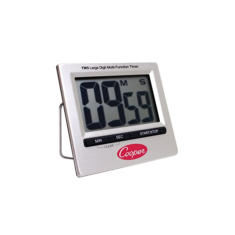 Cooper-Atkins TW3-0-8 Stainless Steel Large Digit Timer, Time Range 99