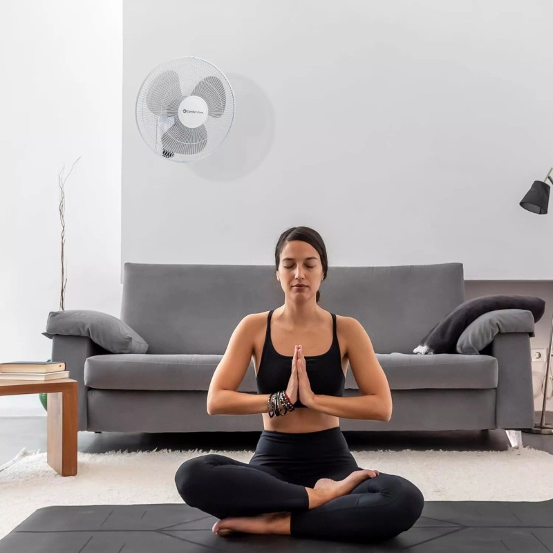 Comfort Zone 16" 3-Speed Oscillating Wall Mount Fan with Remote