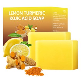 Kojic Acid Soap, Lemon Turmeric Soap for Face and Body, Deep Cleansing Soap Bar, Hand Soap Bar, Daily Face Wash, Gentle Cleansing Bar Soap for All Skin - 200g/7OZ