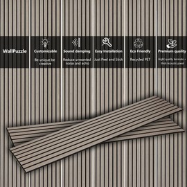 Urban Decor Acoustic Wood Veneer Wall Panels for Interior Decor in Homes, Offices, Studios. 3D Wood Wall Decor, Acoustic Dampening, Mens Room Decor, Gaming Areas, TV Walls and More (4-Pack/Grey)