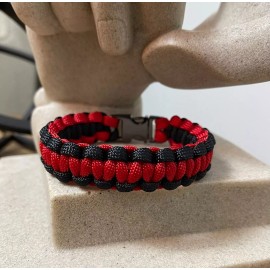 Unbranded Paracord Bracelet - Color: Red and Black - Cobra Weave Style - 6 inches