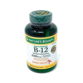 Nature's Bounty Vitamin B-12 2500 mcg, 300 Quick Dissolve Tablets