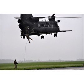 History Galore 24"x36" Gallery Poster, 321st STS Fast Rope Out of 160th SOAR ch-47 Chinook in Poland