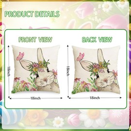 RUPOFUZA RUPOFUZA Happy Easter Pillow Covers 18x18 Double-Sided Eggs Bunny Spring Pillow Covers Case for Easter Decoration 2Pcs Pink Easter Decorations Indoor for Couch