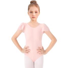 Bezioner Ballet Clothing Girls, Children's Ballet Leotard, Ballet Suit, Puff Sleeves, Dance Body for 3-12 Years, pink