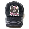 Womens Floral Monogram Cap Mama Bear Patch Embroidery Distressed Hat,