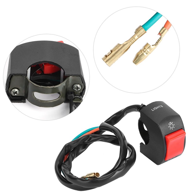 Motorcycle Handlebar Switch, Universal 22mm 7/8inch 12V Handlebar Headlight On/Off