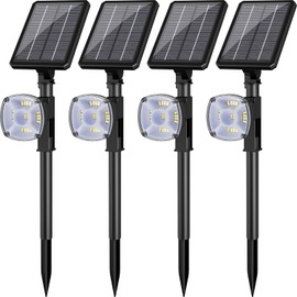 Solar Spot Lights Outdoor Waterproof,Multicolor 4 Pack IP65,Solar Spotlights Focus Lights for Yard/Landscape/Garden/House,LED Solar Prowered Flood Light,360°Adjustable Solar Panel,6 Lighting Modes RGB