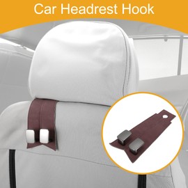 Partuto 1 Stück Universal Auto Kopfstützenhaken für die meisten Autos, SUVs, LKW Auto Rückenlehnenaufbewahrungshaken Robustes Kunstleder Metall Weinrot 6,89"x2,99"