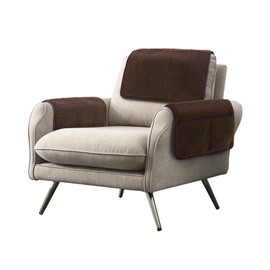 Niuoppy Armrest Cover, Headrest Cover for Recliner Sofa 3pcs Fleece Armchair Slipcover, Nonslip Recliner Chair Covers Furniture Protector for Pets (Brown, 1 Seater)