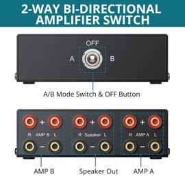 YGiTK 2(1)-in-1(2)-Out Amp/Speaker Switcher Selector Box | 2-Way Speaker Switcher | High Fidelity Audio Transmission | No External Power Required | Ideal for Home Theater & Stage Systems