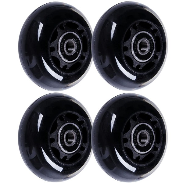 AOWISH 64mm Inline Skate Wheels 85A [4-Pack] Beginner Kids Roller Blades Replacement Wheel with Bearings ABEC-9 for Adjustable Hockey Inline Roller Skats and Luggage Suitcase (Black)