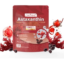 Gwynne Astaxantina 12 Mg,astaxantina Antioxidant From Fresh Haematococcus Pluvialis,apoya La Salud Ocular, Articular Y Cutánea,120 Cápsulas