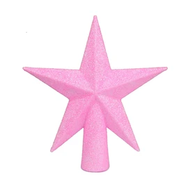 YYCRAFT 6 Inch Glitter Star Tree Topper Christmas Decoration-Iridescent Pink