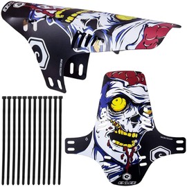 TuoTu 2 pcs Bike Fenders,Mountian Bike Mud Flaps,MTB Mud Guard Front and Rear Compatible,Bike Mudguard Front and Rear Fits 20" 26" 27.5" 29 inch and Fat Bicycle, Folding/Universal (Universal Zombie)