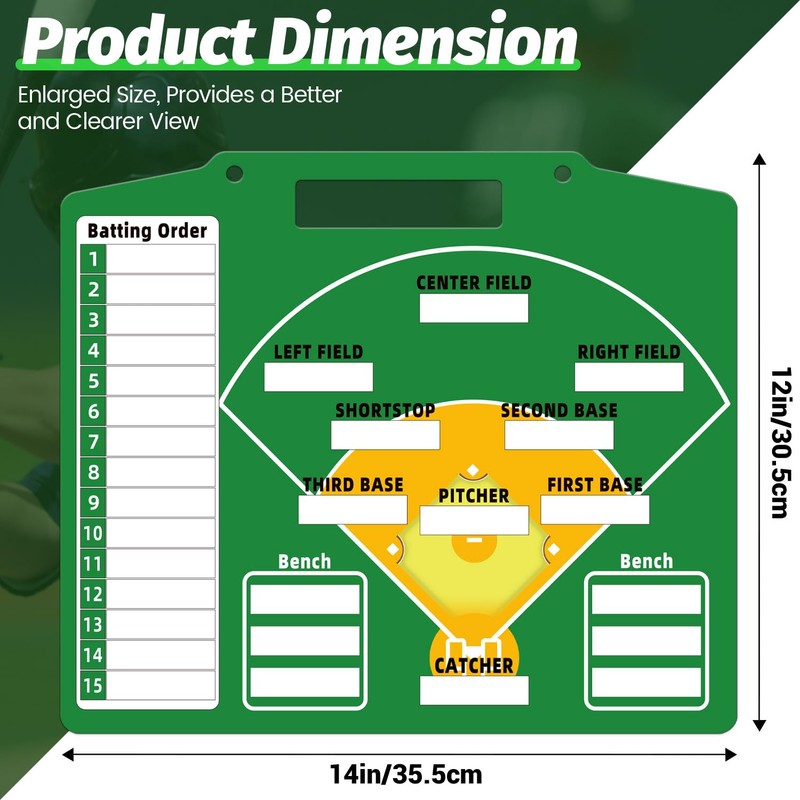 Magnetic Baseball Lineup Board - Dry Erase Baseball Lineup Board