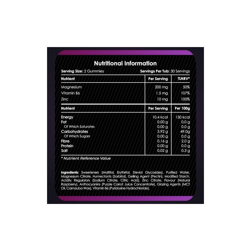 Gym Guru® Magnesium Gummies with Zinc and Vitamin B6, 60