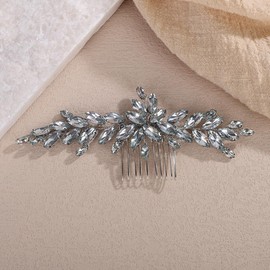 Teyglen Crystal Bridal Hair Comb Full Rhinestone Hair Piece Bride Wedding Hair Comb Sparkly Rhinestone Headpiece Party Prom Hair Accessories for Women (Mint green)