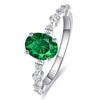 BONLAVIEGEM Created Emerald Rings for Women Oval-Cut Emerald Engagement Ring